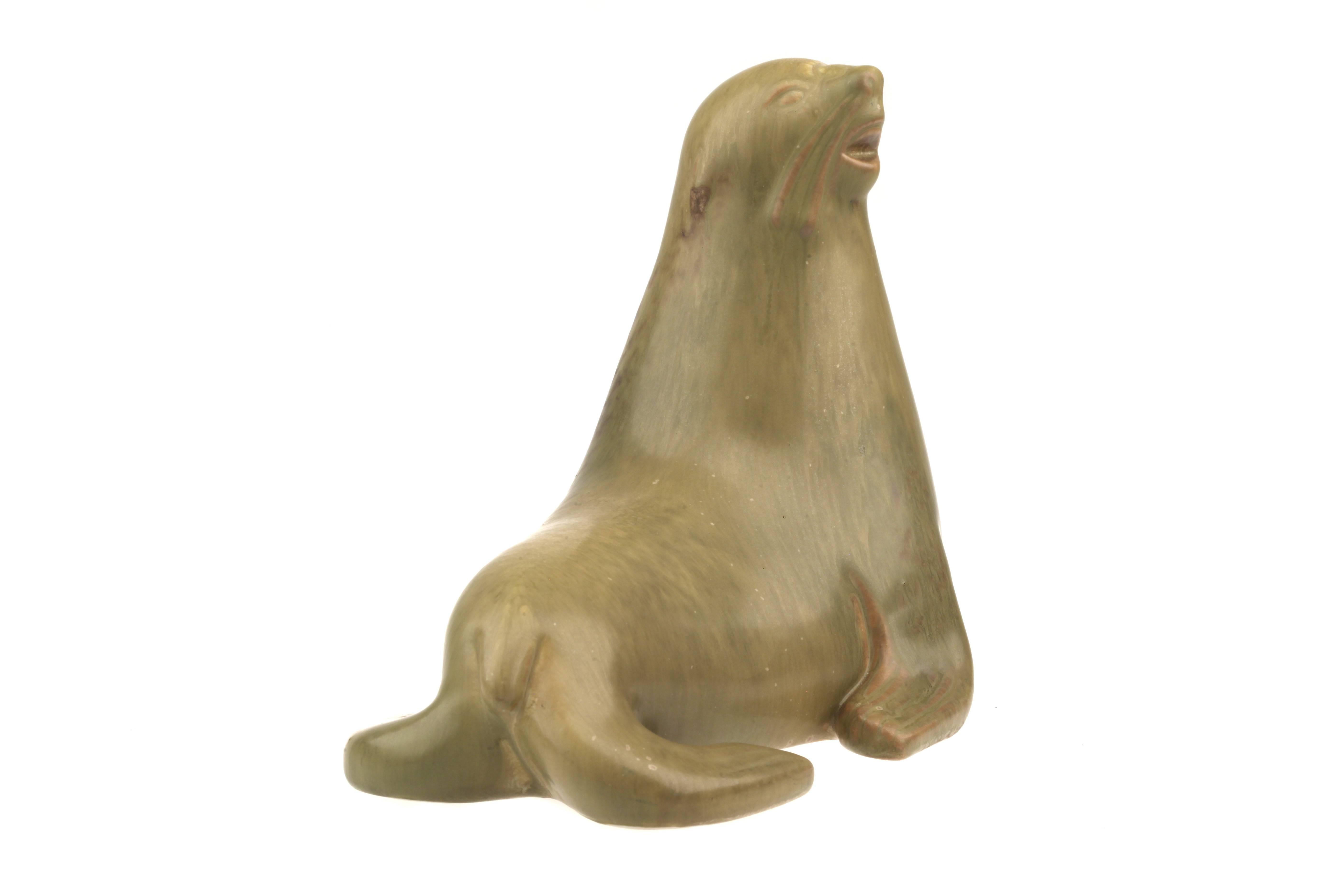 Swedish Rörstrand Sweden Mid-Century Modern Ceramic Sea Lion by Gunnar Nylund For Sale