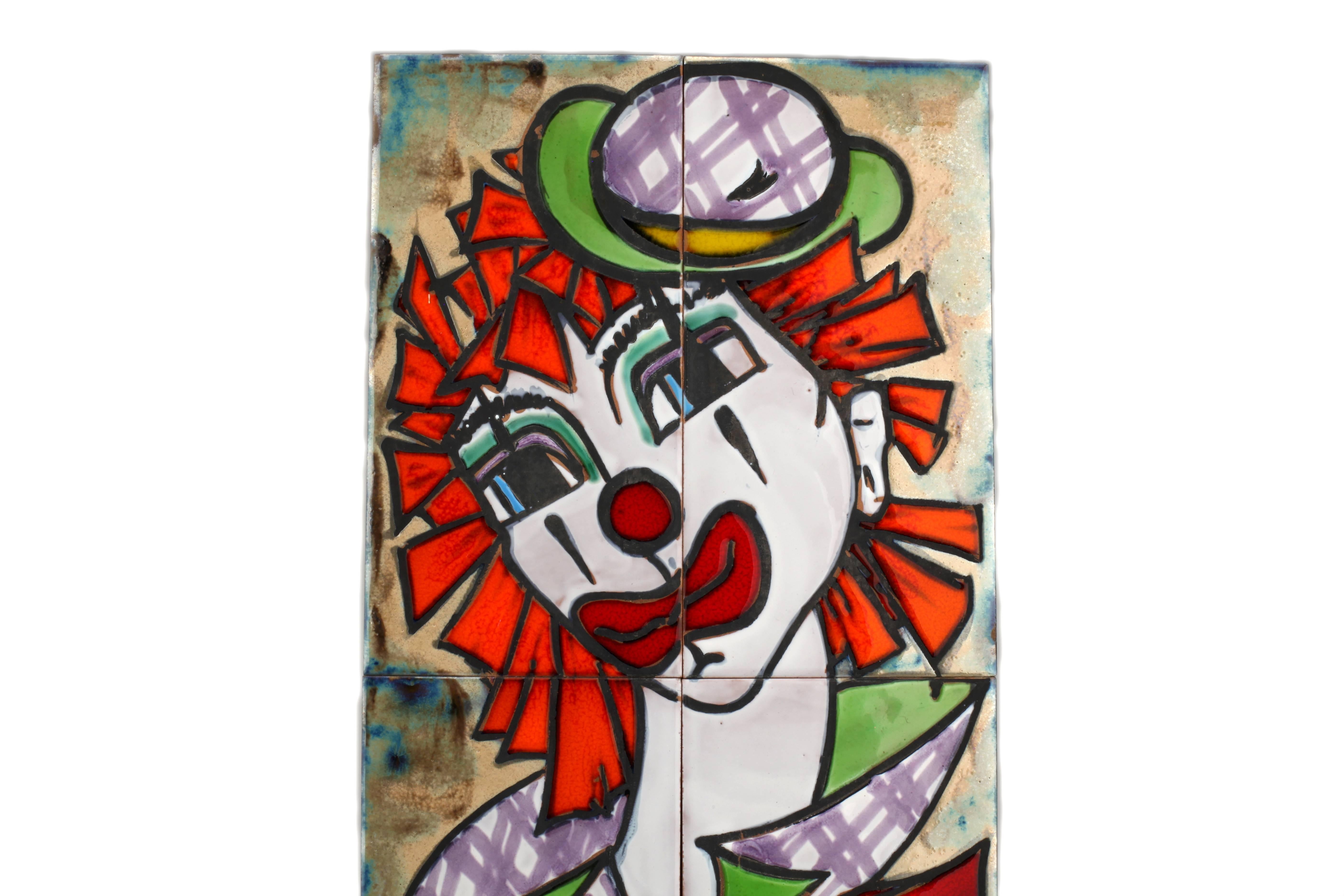 Mid-Century clown tile signed La Grange for Vallauris. Made in France. French Faience.
Signed Vallauris 