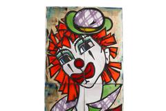 Clown Tile Signed La Grange for Vallauris, Made in France