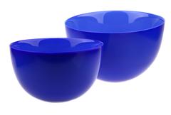Orrefors Blue Large and Extra Large Bowl Designed by Sven Palmqvist 1950s-1960s