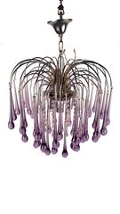 Murano Crystal Teardrop Waterfall Chandelier by Paolo Venini, 1960s, Italy