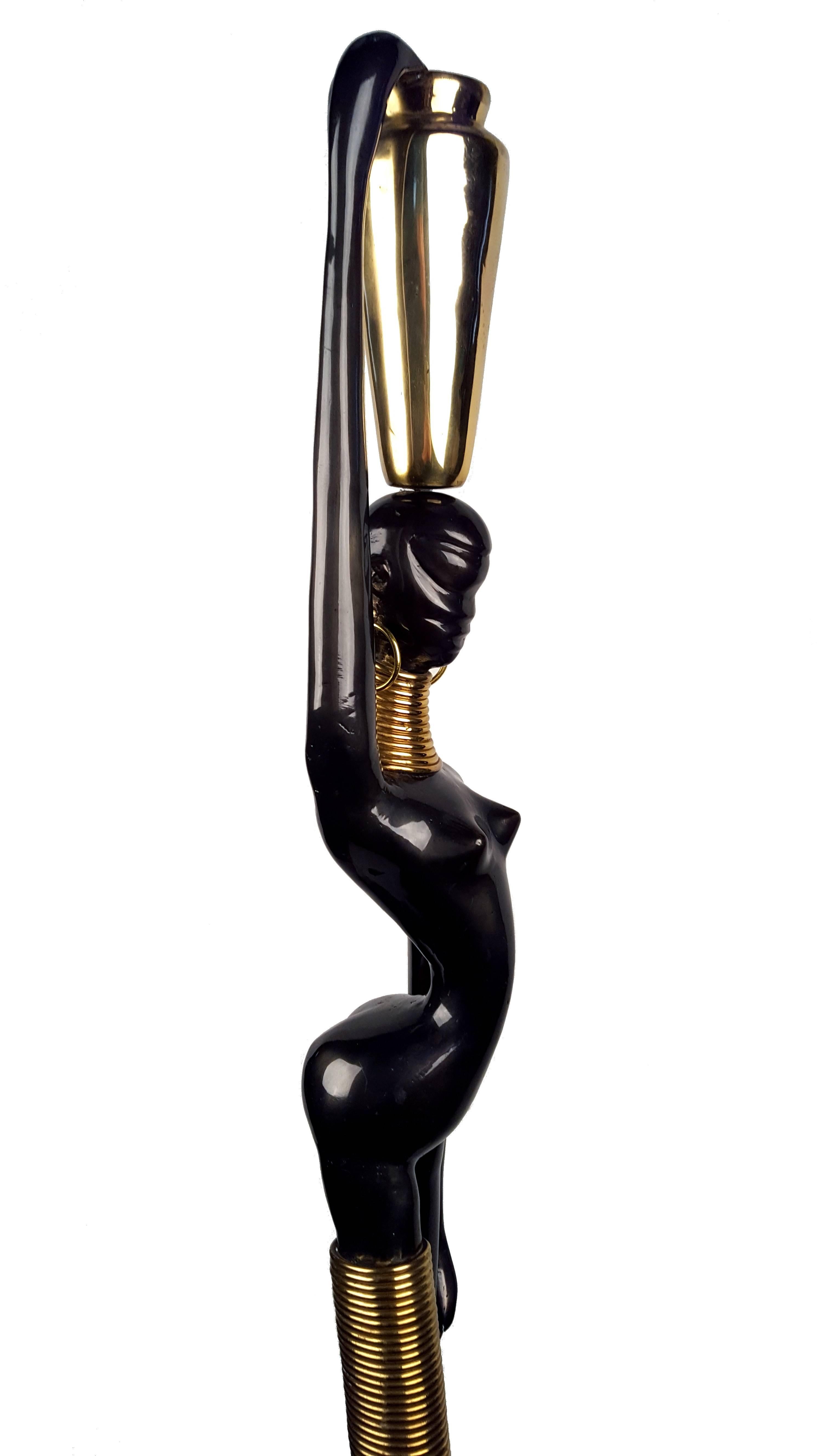 Mid-Century Modern Bronze Ndebele African Lady Sculpture in Hagenauer Style For Sale