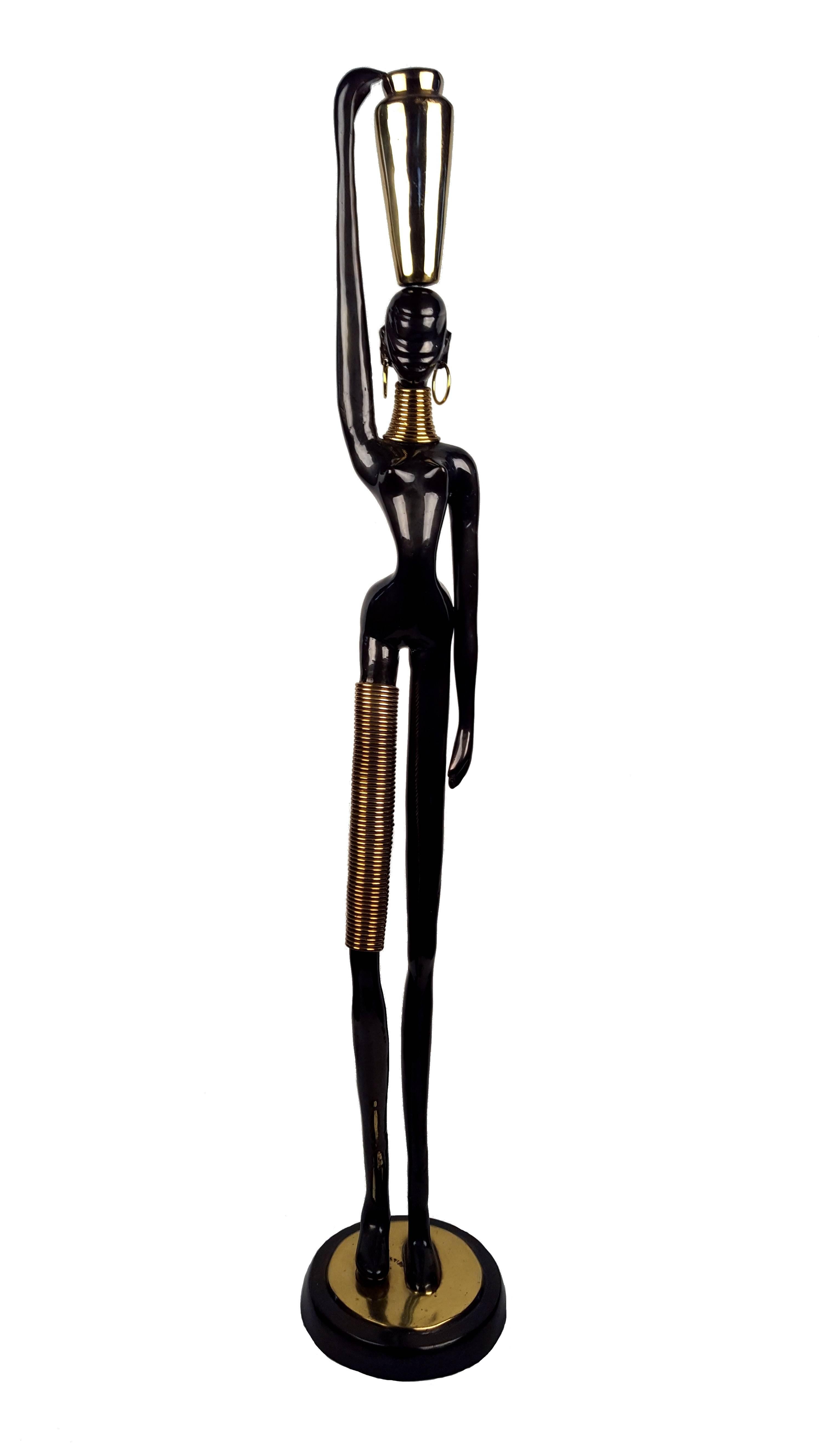 Austrian Bronze Ndebele African Lady Sculpture in Hagenauer Style For Sale