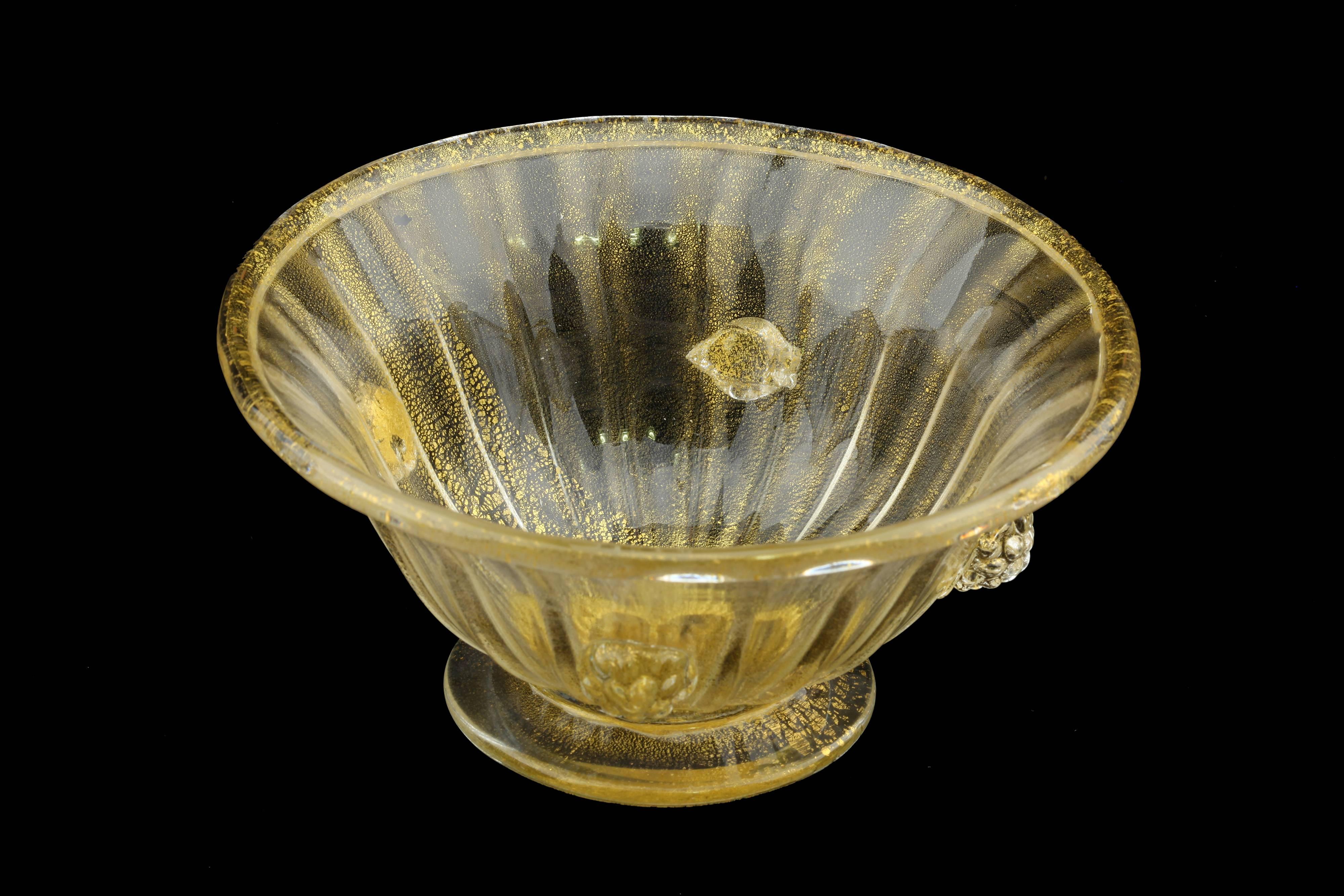 Mid-Century Modern Casa del Regalo Bortoli Murano Gold Foil Bowl from the 1950s For Sale
