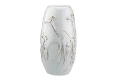 Dutch Pottery Mobach Grey Glazed Earthenware Vase with Relief Images of Giraffes