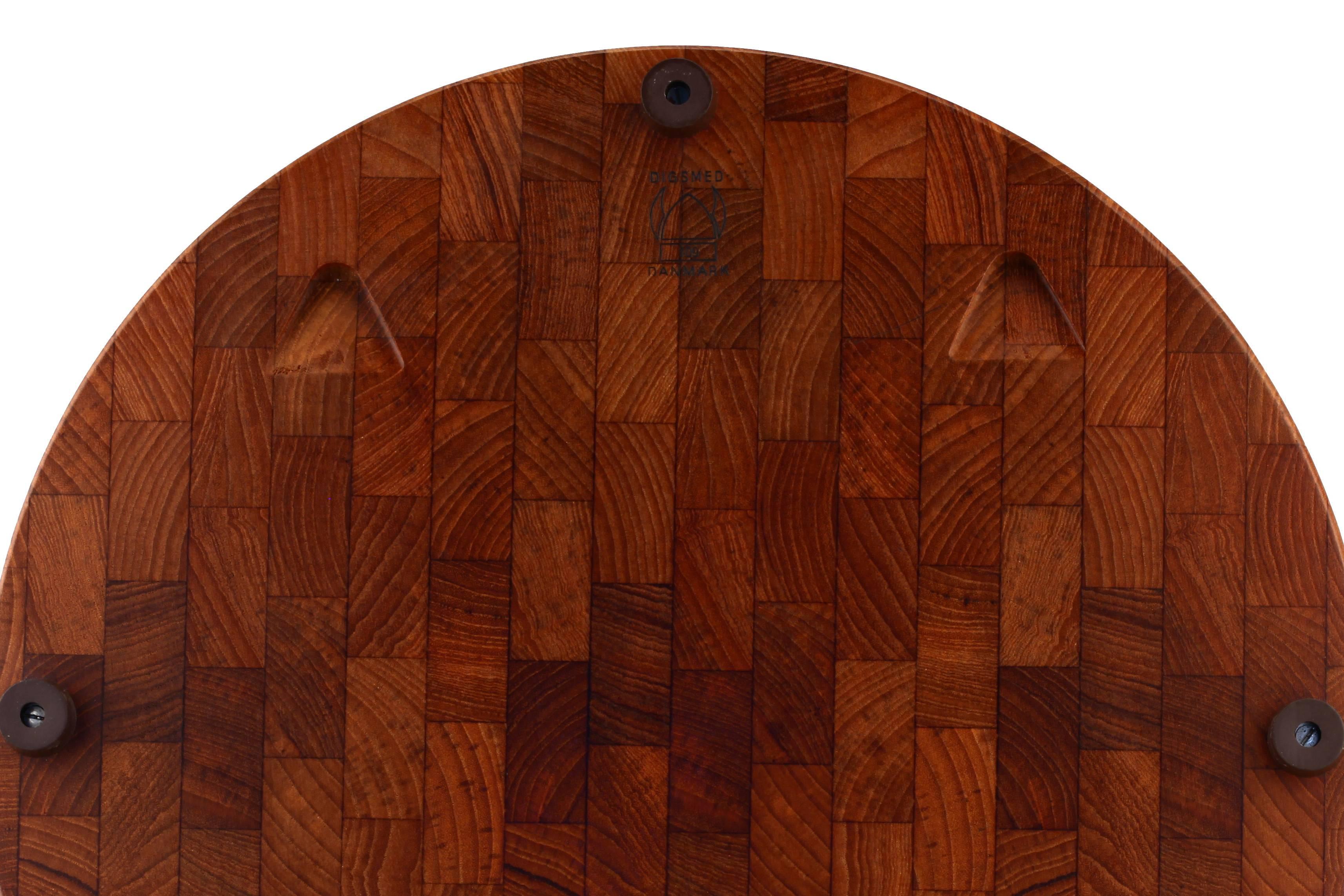 Danish Digsmed Denmark Large Round Teak Staved Cutting Board For Sale