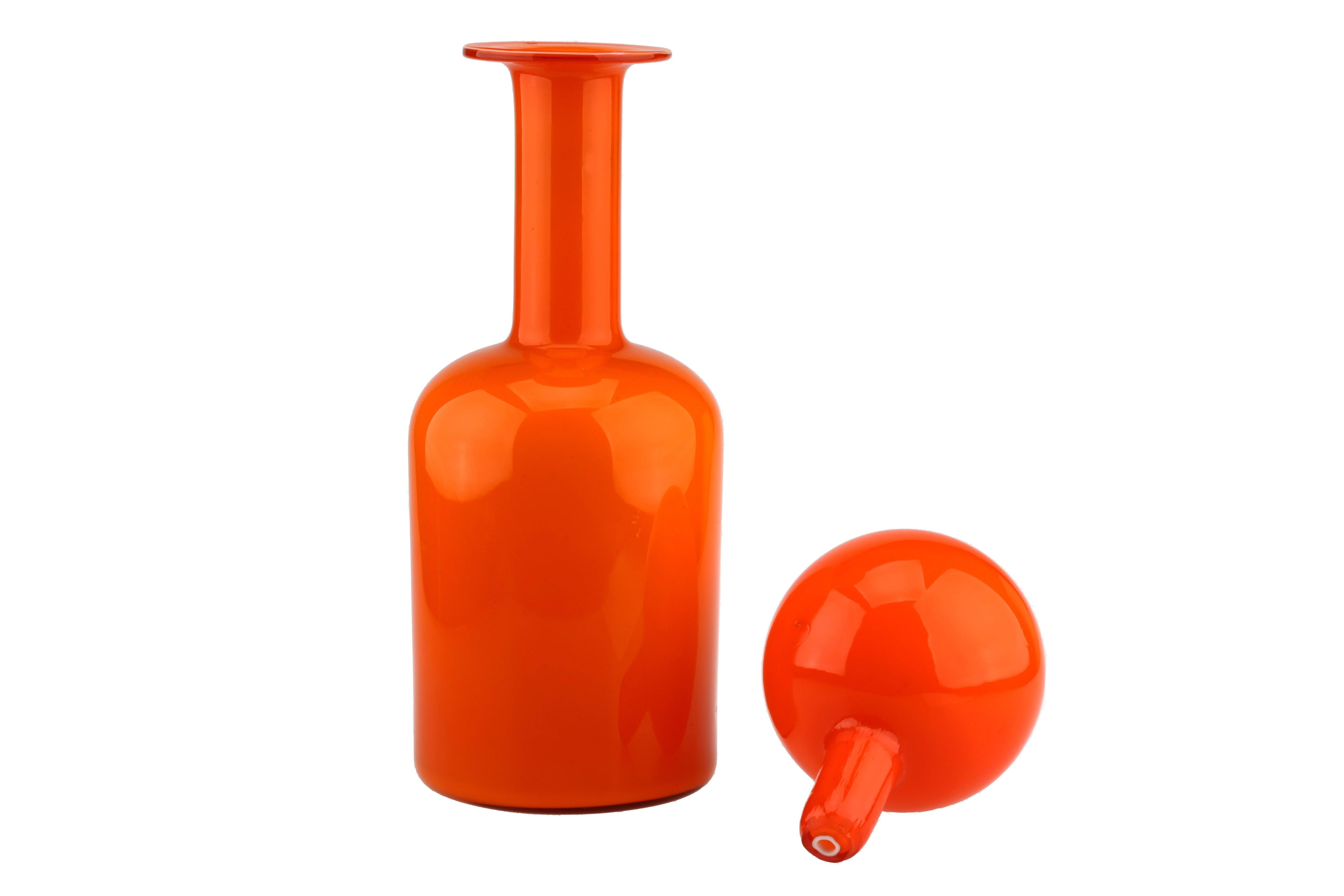 Mid-Century Modern Danish Orange Glass Vase by Otto Brauer for Holmegaard, 1960s
