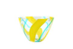 Gullaskruf Yellow and Blue Swirl Swedish Art Glass Vase