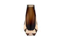 Mandruzzato Brown Faceted Sommerso Murano Glass Vase