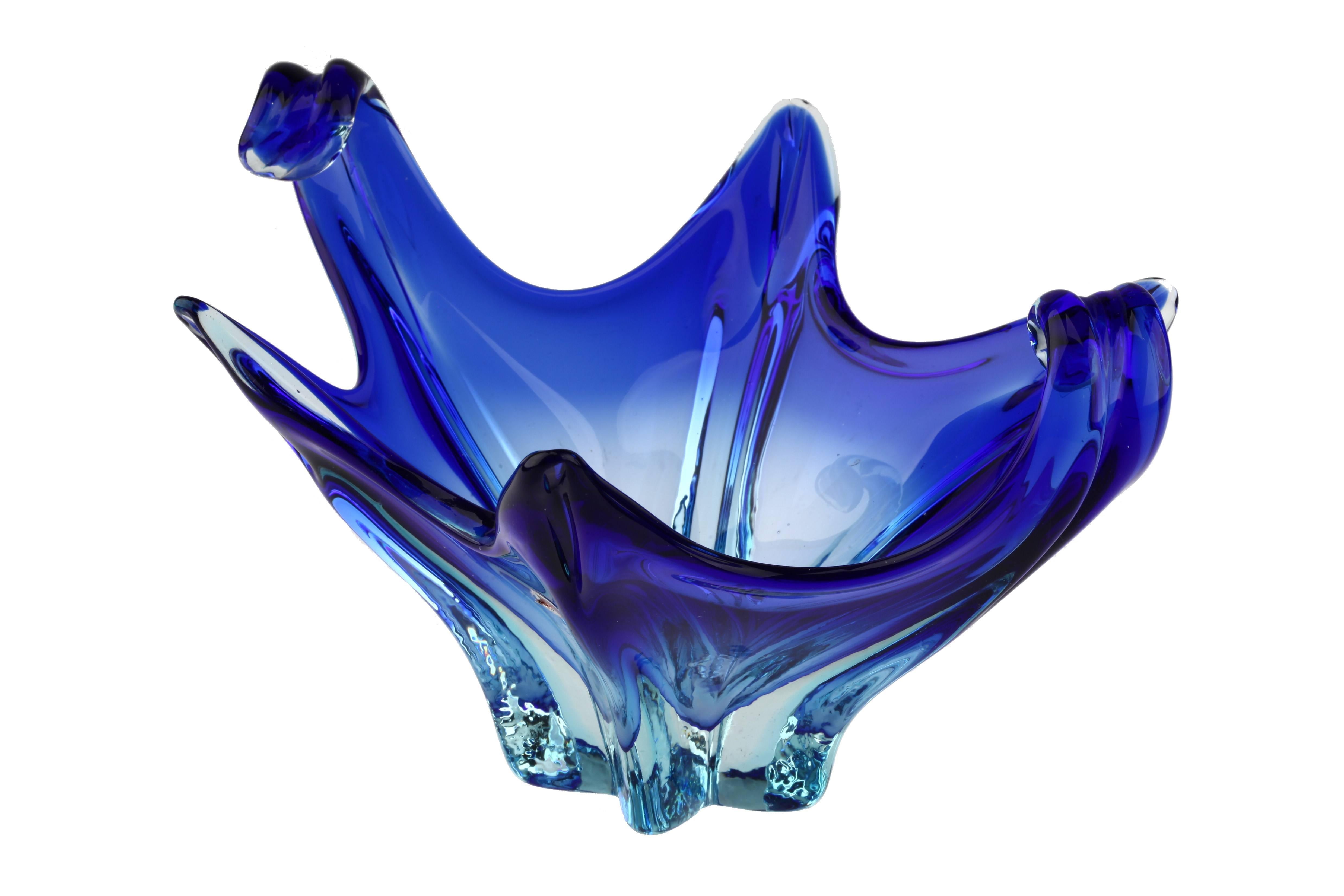 20th Century Murano Italian Blue Glass Venetian Table Centerpiece In Excellent Condition For Sale In Waverveen, Utrecht