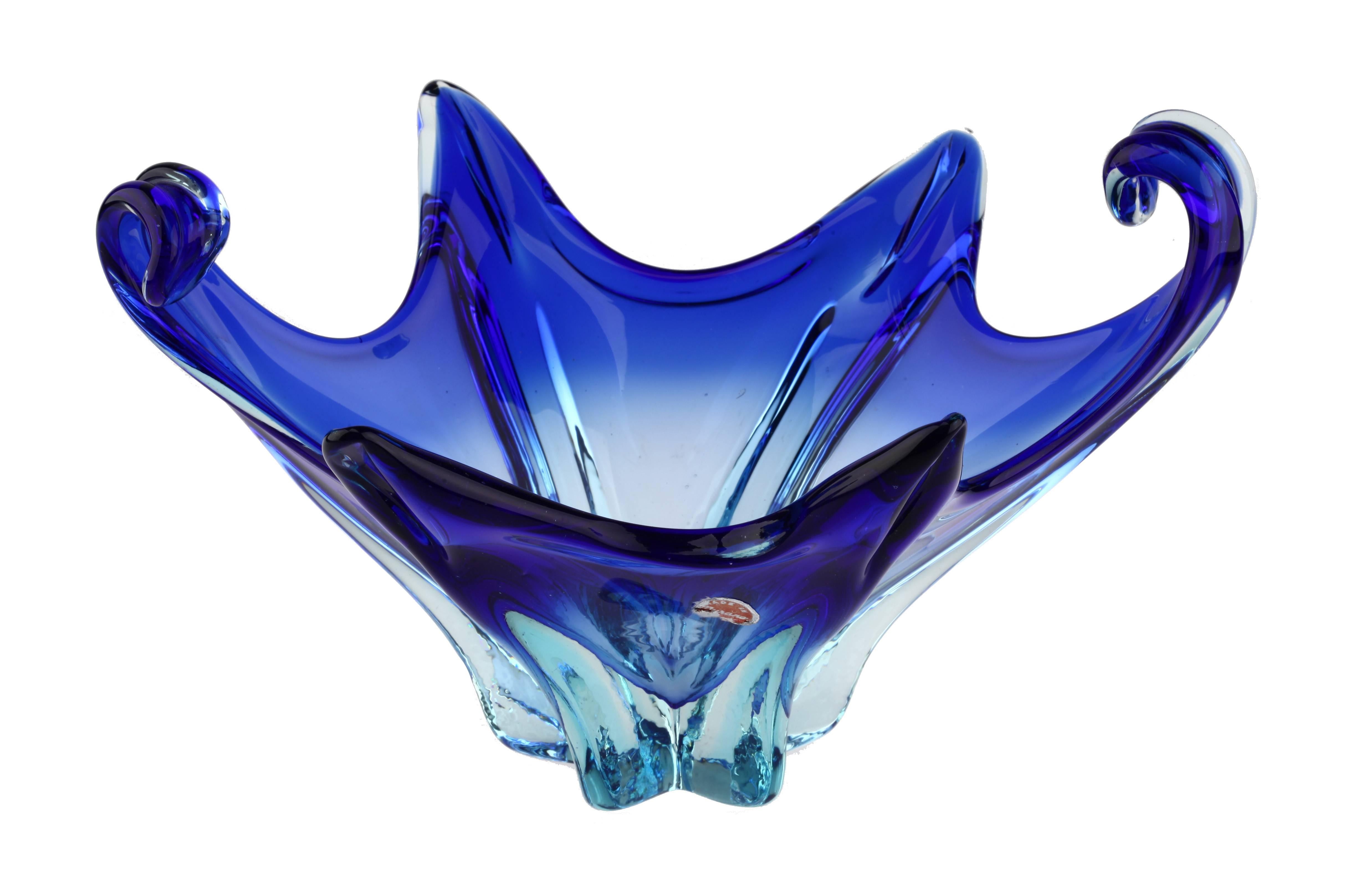 Art Glass 20th Century Murano Italian Blue Glass Venetian Table Centerpiece For Sale