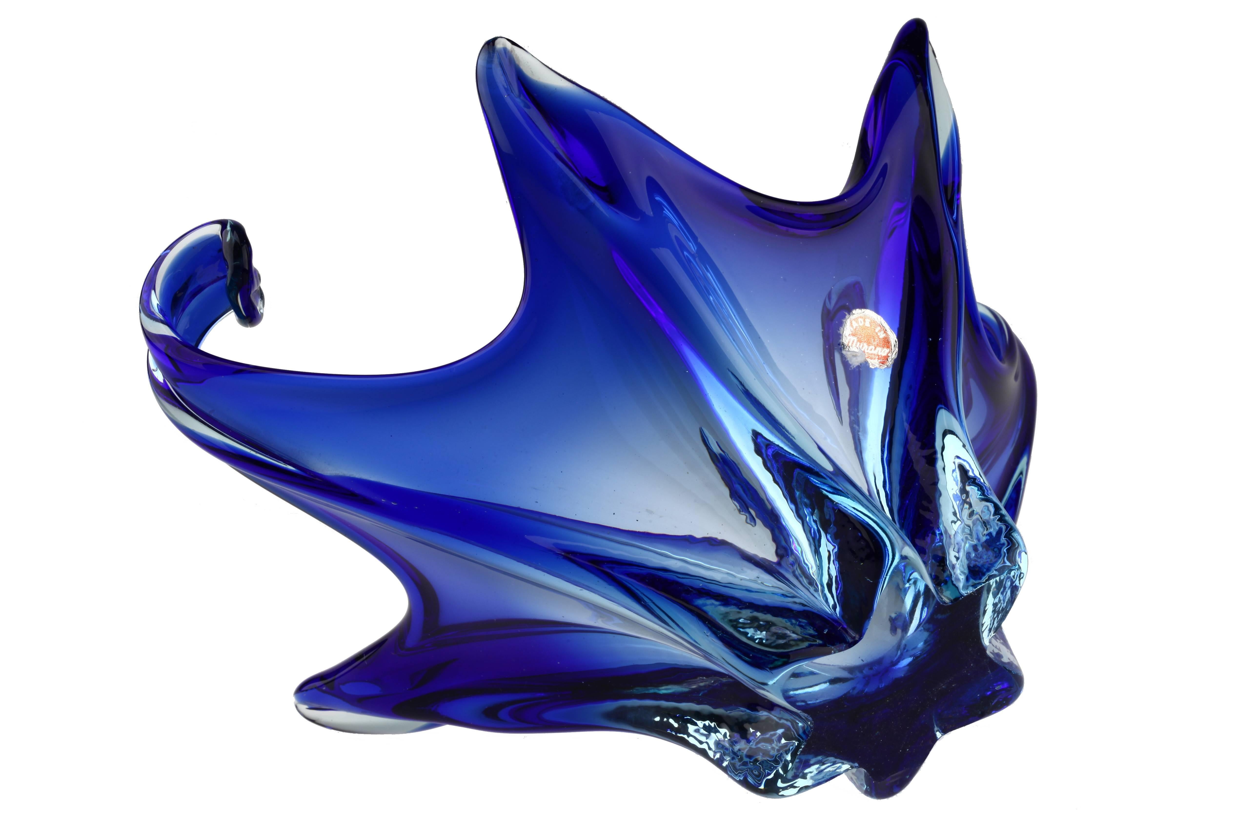 20th Century Murano Italian Blue Glass Venetian Table Centerpiece For Sale 1
