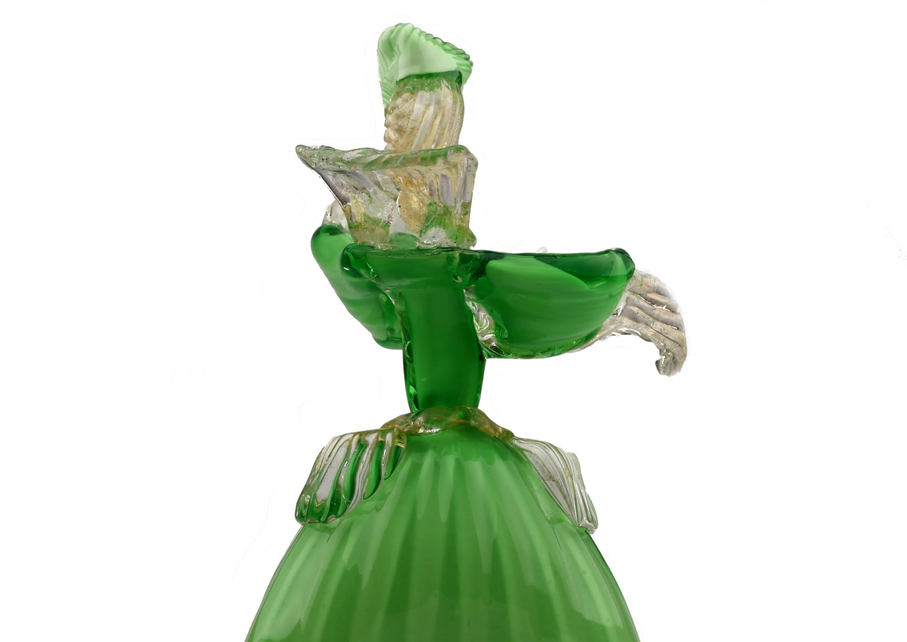Italian Formia Murano Glass Figurine of a Lady in Lavish and Elaborate Costume In Excellent Condition For Sale In Waverveen, Utrecht