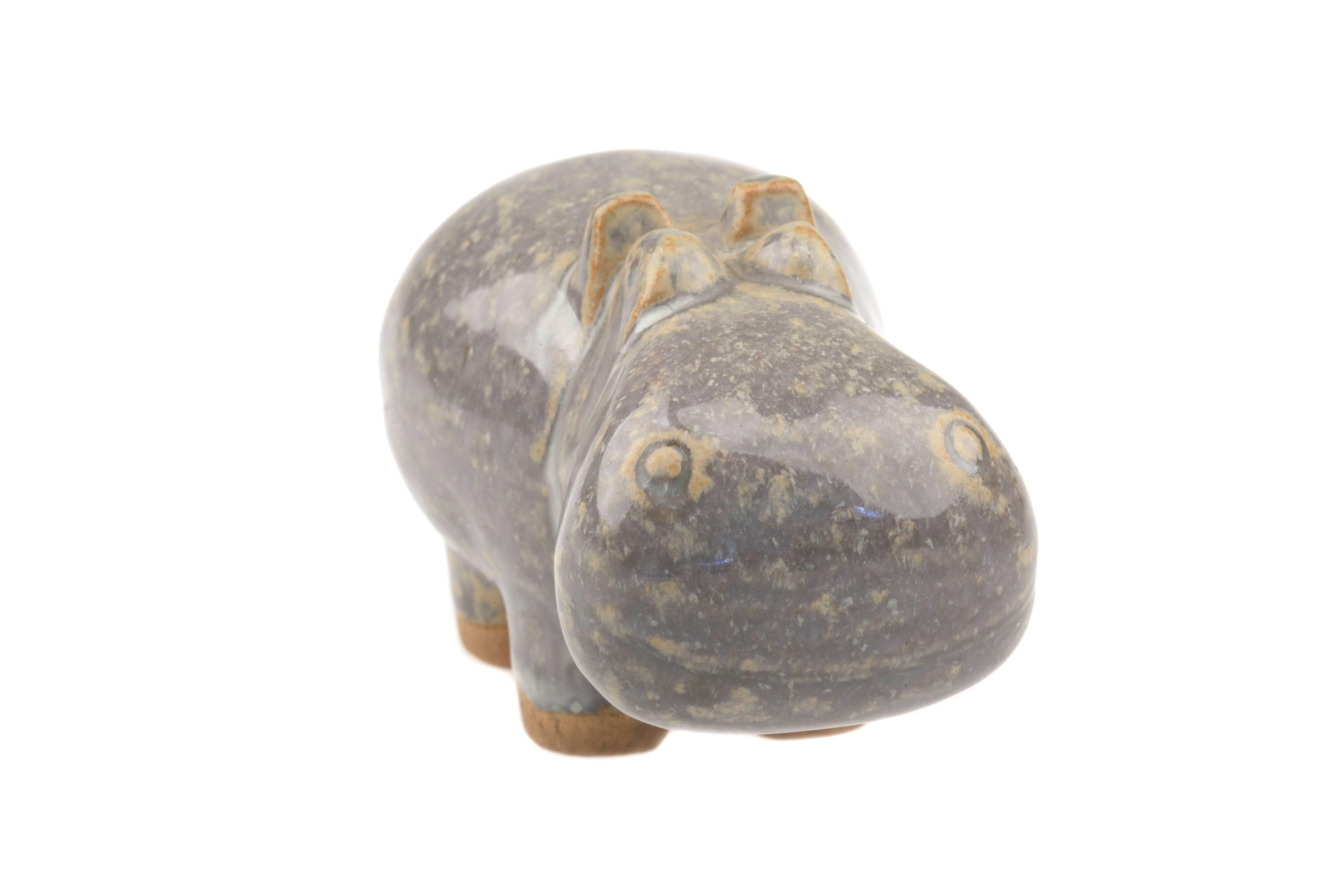 Mid-Century Modern Gustavsberg Lisa Larson Hippo Flodhäst Menageri Series MCM, 1966-1976