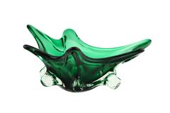Murano Sommerso Genuine Venetian Glass, 1960s-1970s Green and Clear Glass