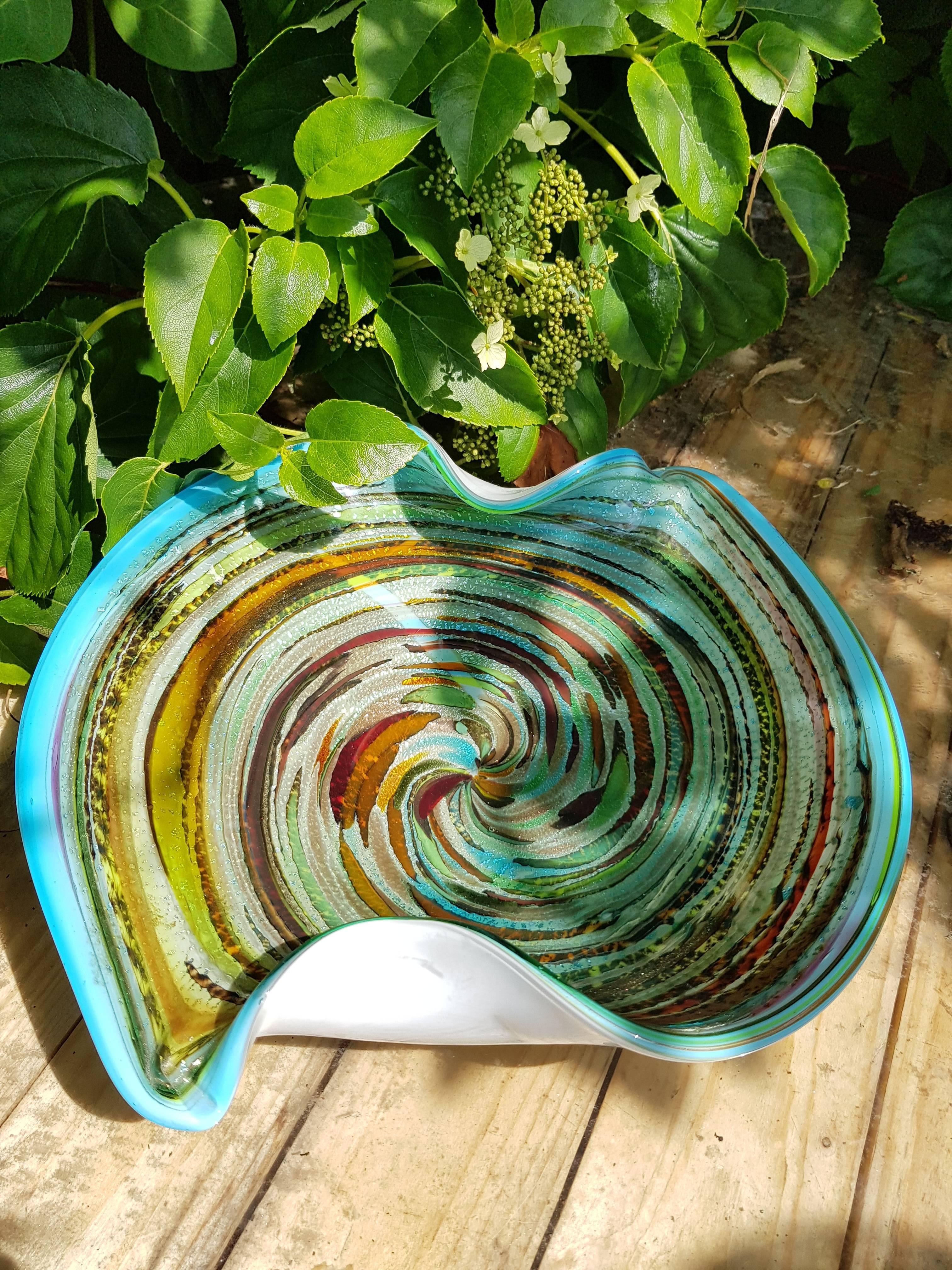 Art Glass Dino Martens Avem Zanfirico Large Tutti Frutti Glass Bowl For Sale