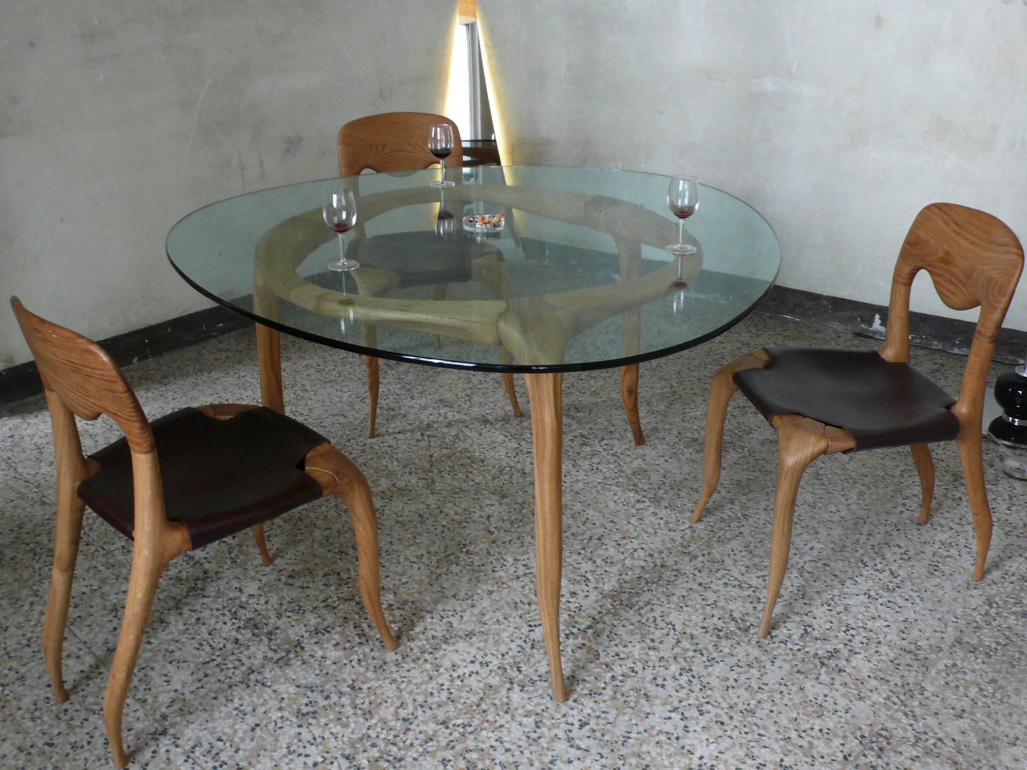 Modern Domo, Contemporary Table in English Oak, Designed by Nigel Coates For Sale