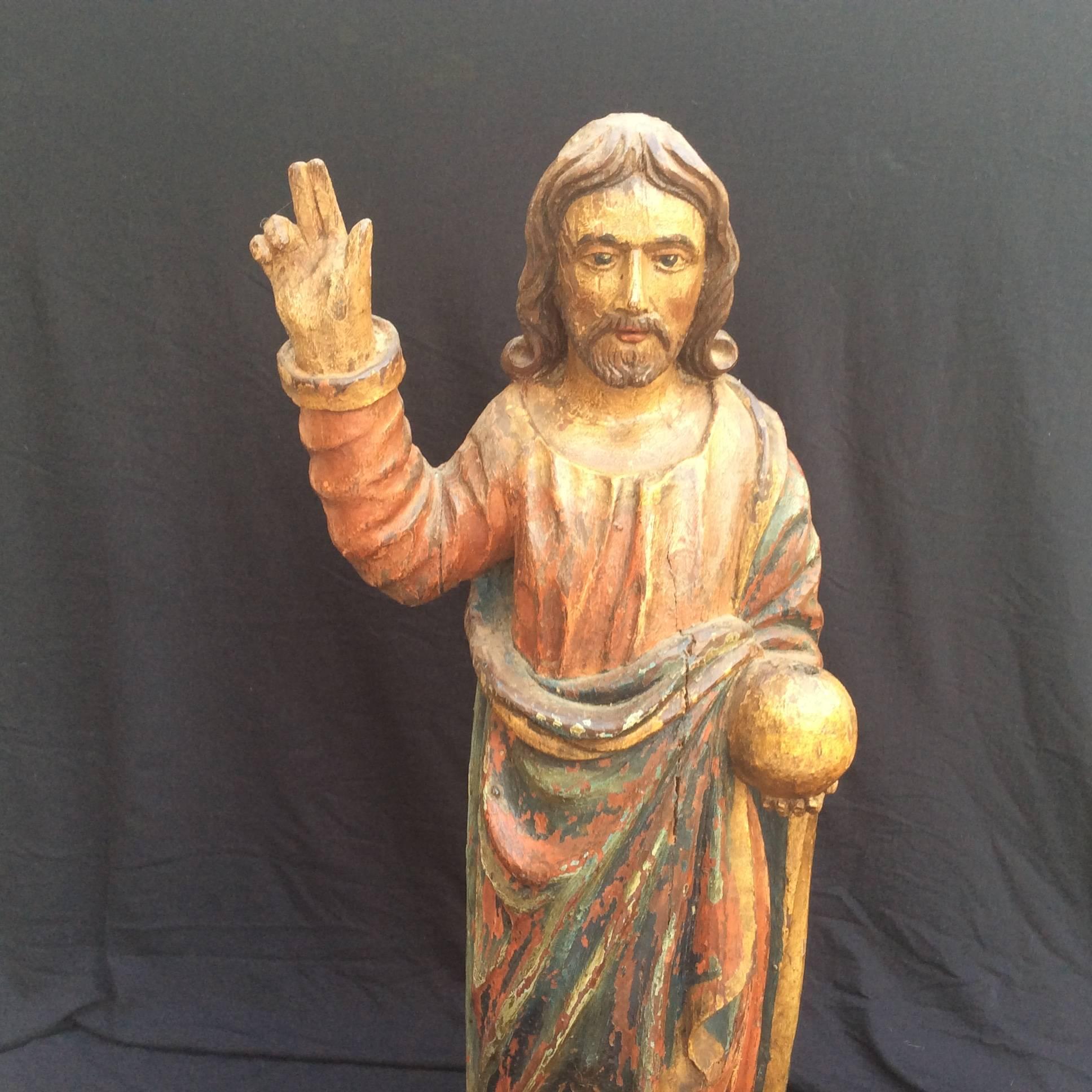 Portuguese Jesus Christ with World in Hand For Sale