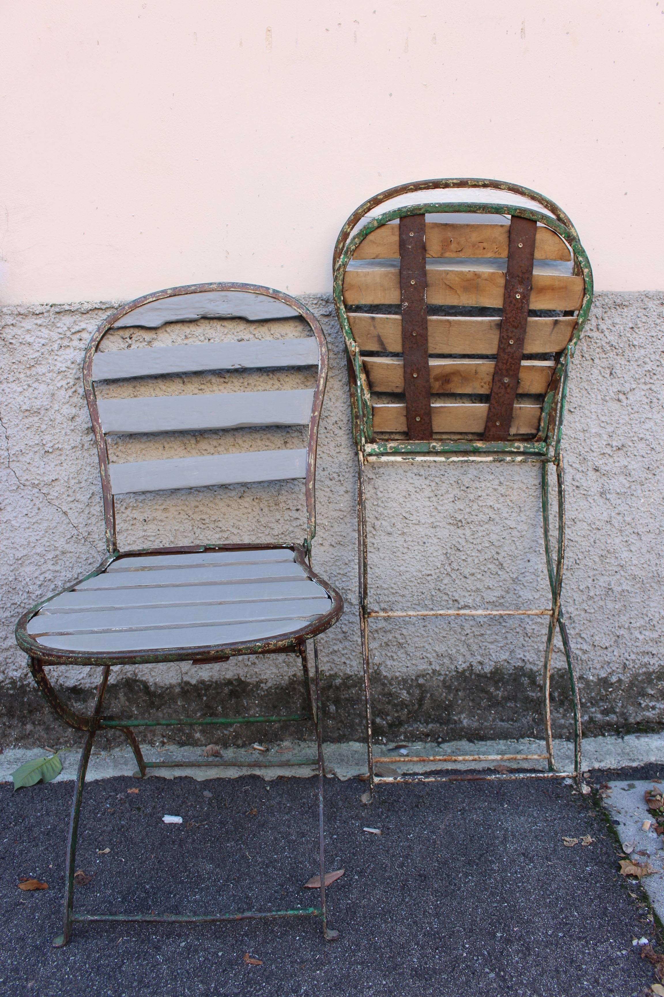 French Pair of Garden Chairs For Sale