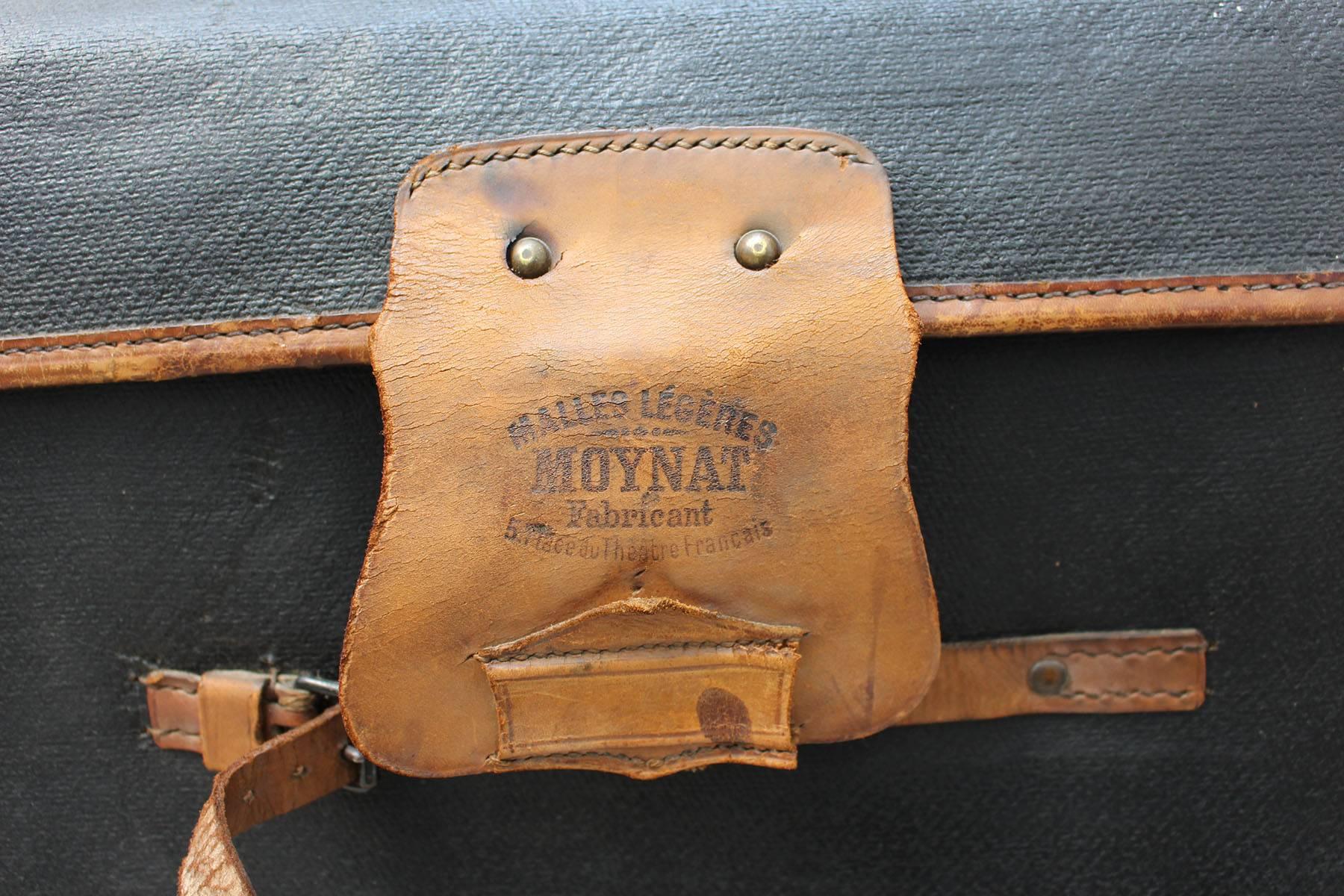 French Leather Trunk Moynat For Sale