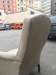 Couple of White Linen Upholstered Armchair