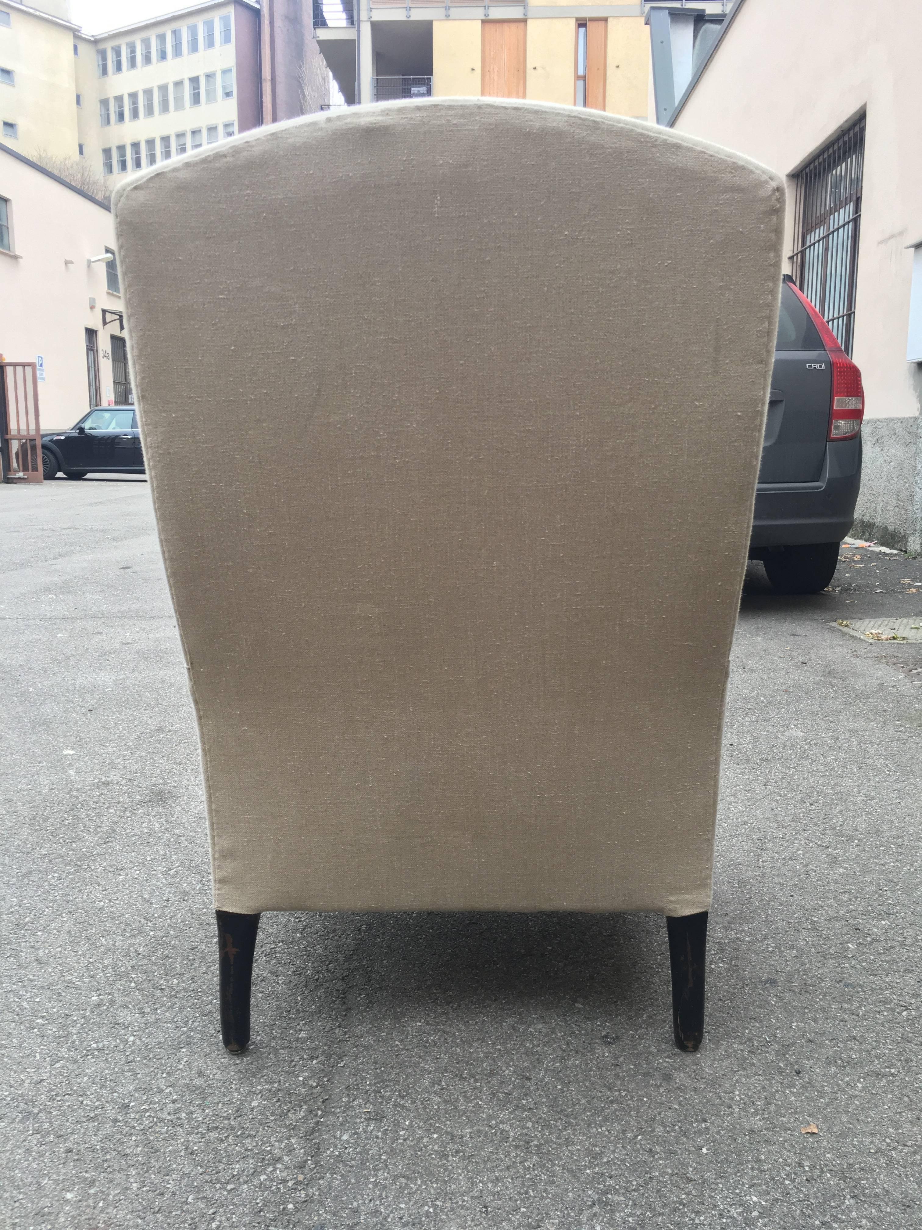 Couple of White Linen Upholstered Armchair In Good Condition For Sale In Milan, IT