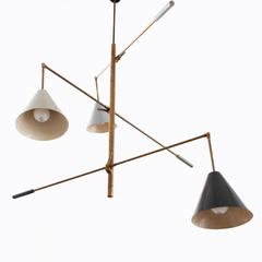 Large Ceiling Lamp with Three Cones, 1960s, Attributed to Arredoluce Large Ceiling Lamp with Three Cones, 1960s, Attributed to Arredoluce