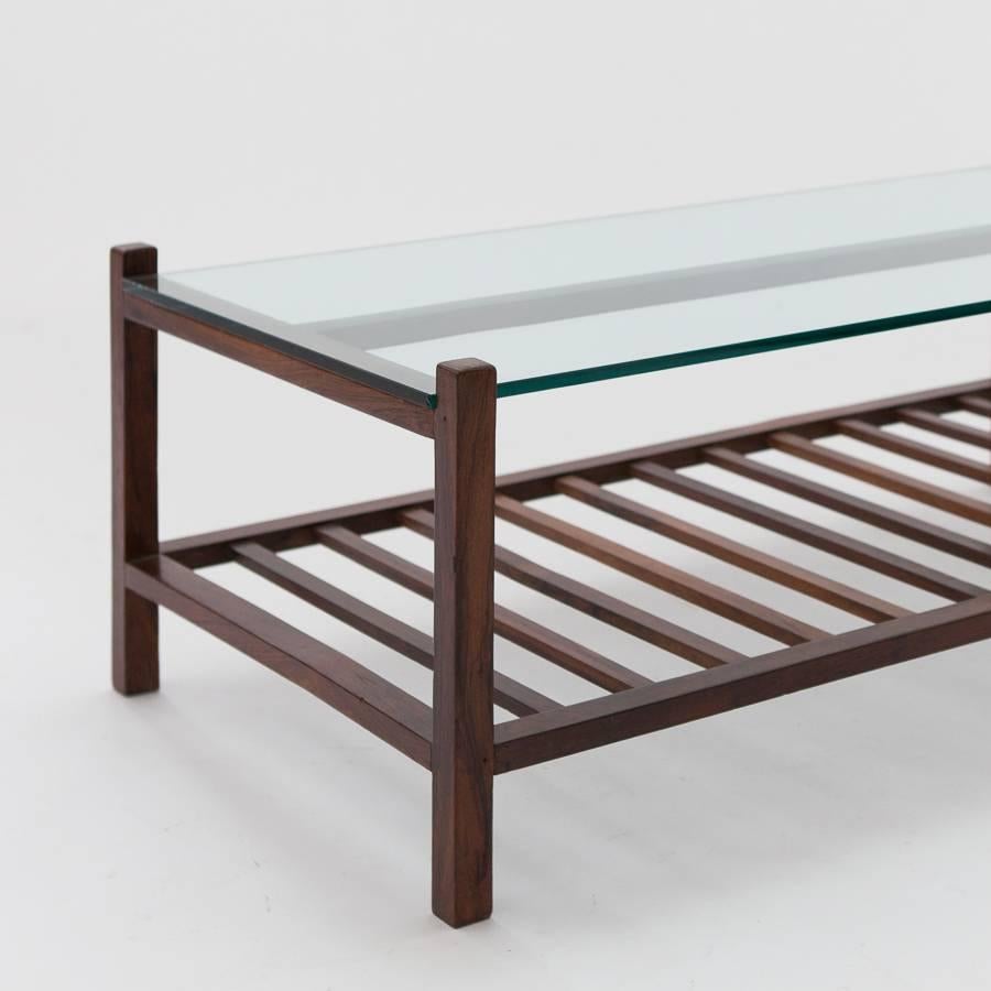 Joinery  Classical, Mid-Century Brazilian Coffee Table in Jacaranda and glass For Sale