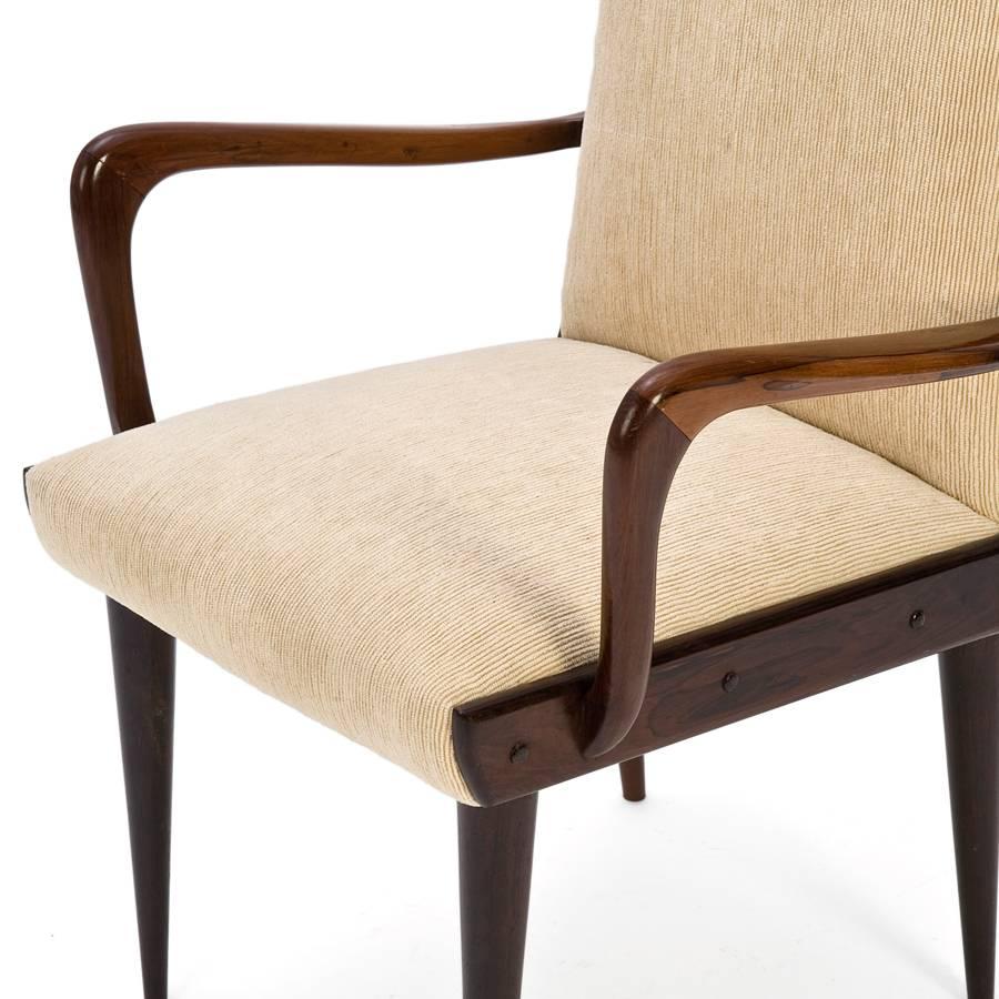  Lovely, Mid-Century Brazilian Armchairs in Jacaranda  In Excellent Condition For Sale In Milan, IT