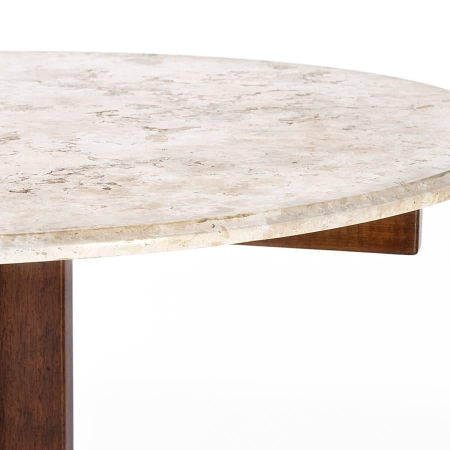 A Brazilian round dining table in Jacaranda and marble.