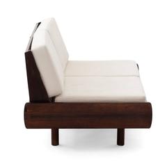 Brazilian 1960s sofa in Jacaranda and  fabric attributed to Sergio Rodrigues