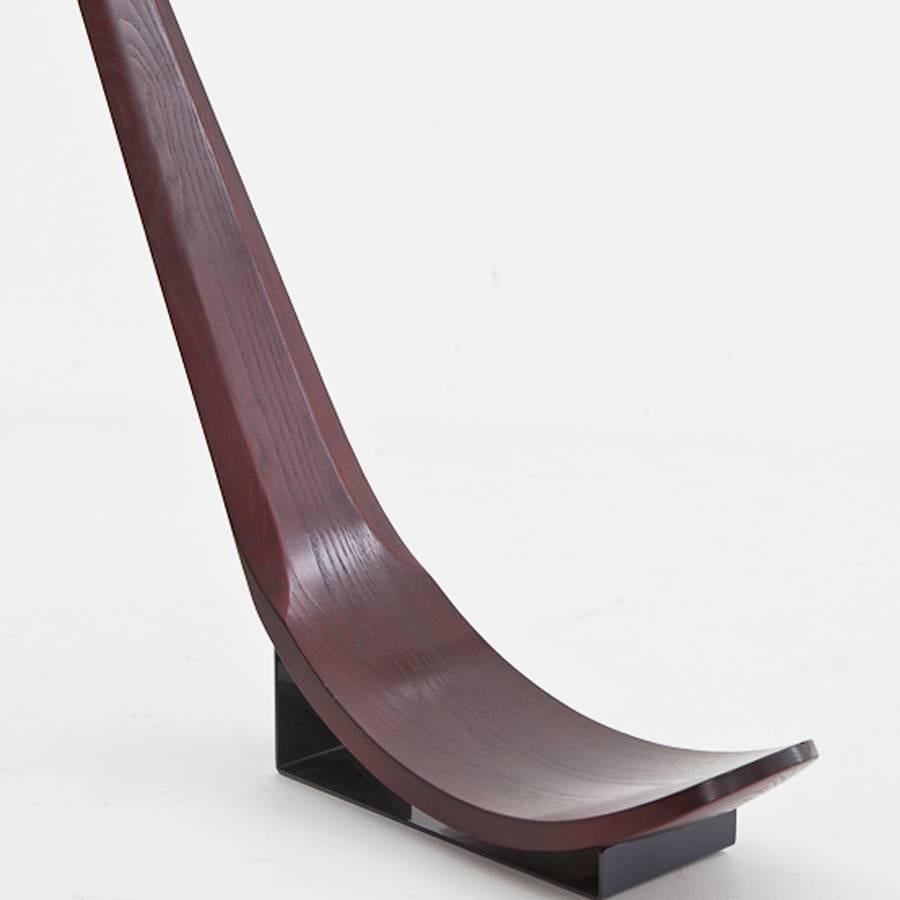 Italian Carlo Mo “Chip” Chair Carved Oak, Lacquered Steel Base, Limited Edition For Sale