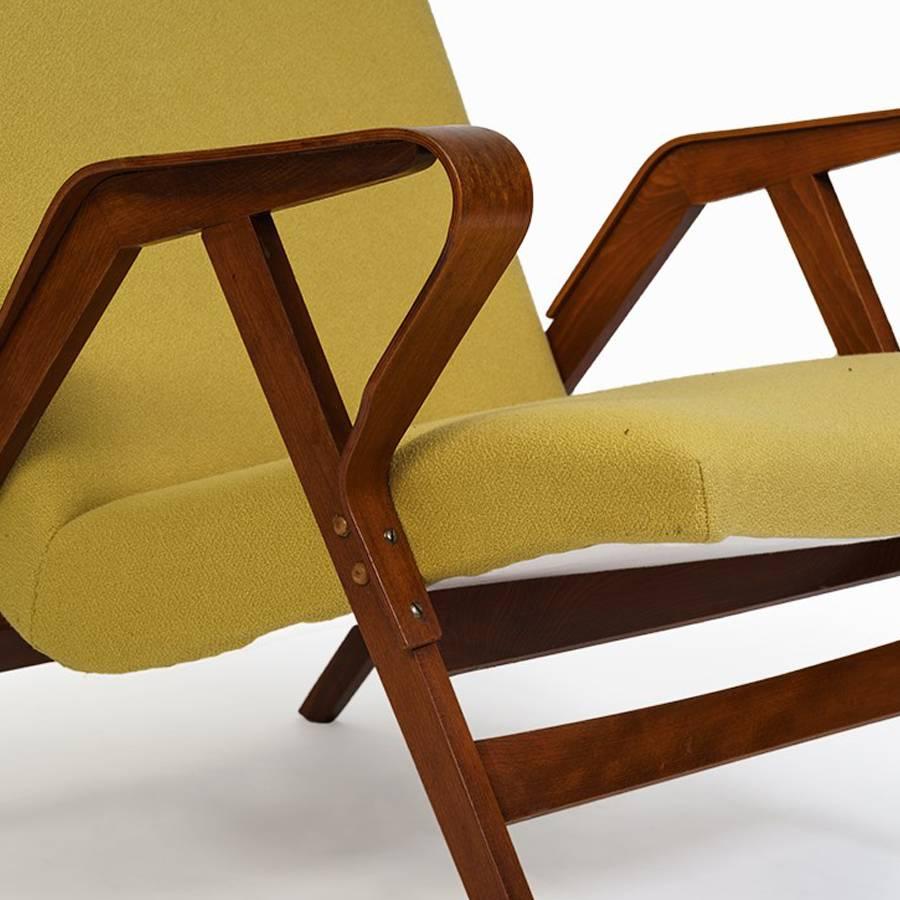 Woodwork Czechoslovakian 1950s Pair of modernist Lounge Chairs produced by Tatra  For Sale