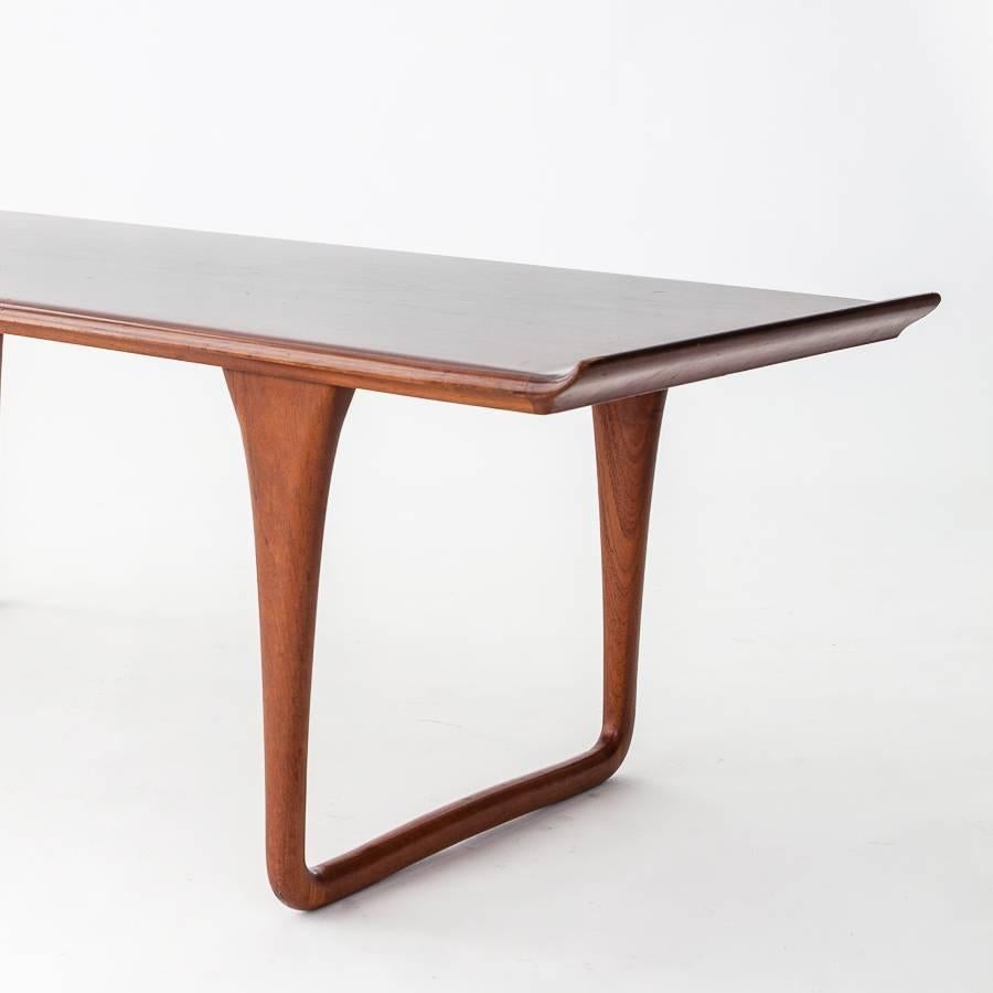 Swedish Svante Skogh 1950s Rectangular Rosewood Coffee Table with Curved Top For Sale