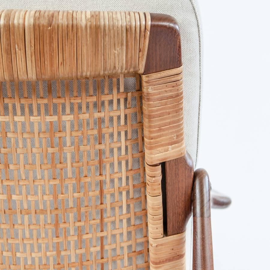 Danish Peter Hvidt and Orla Mølgaard-Nielsen 1950s sofa in teak, backrest in rattan