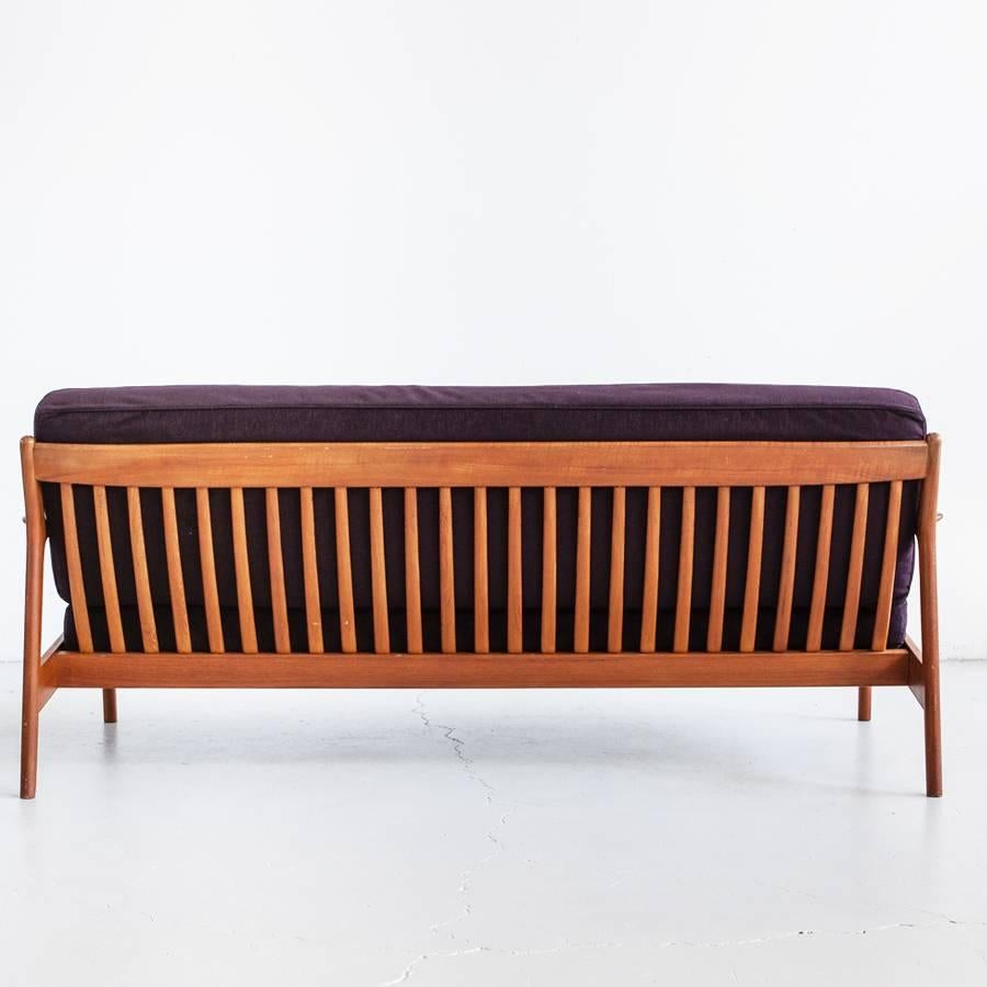 Mid-Century Modern Folke Ohlsson 1960s sofa in Teak and Fabric produced in Sweden by Dux For Sale
