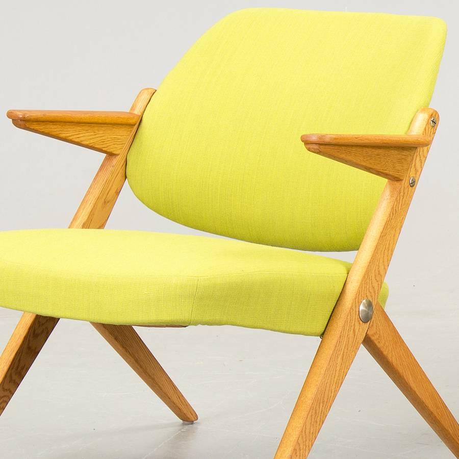 Woodwork Bengt Ruda, 1950s Trivia Armchairs, in birch wood and  Acid Yellow Fabric For Sale
