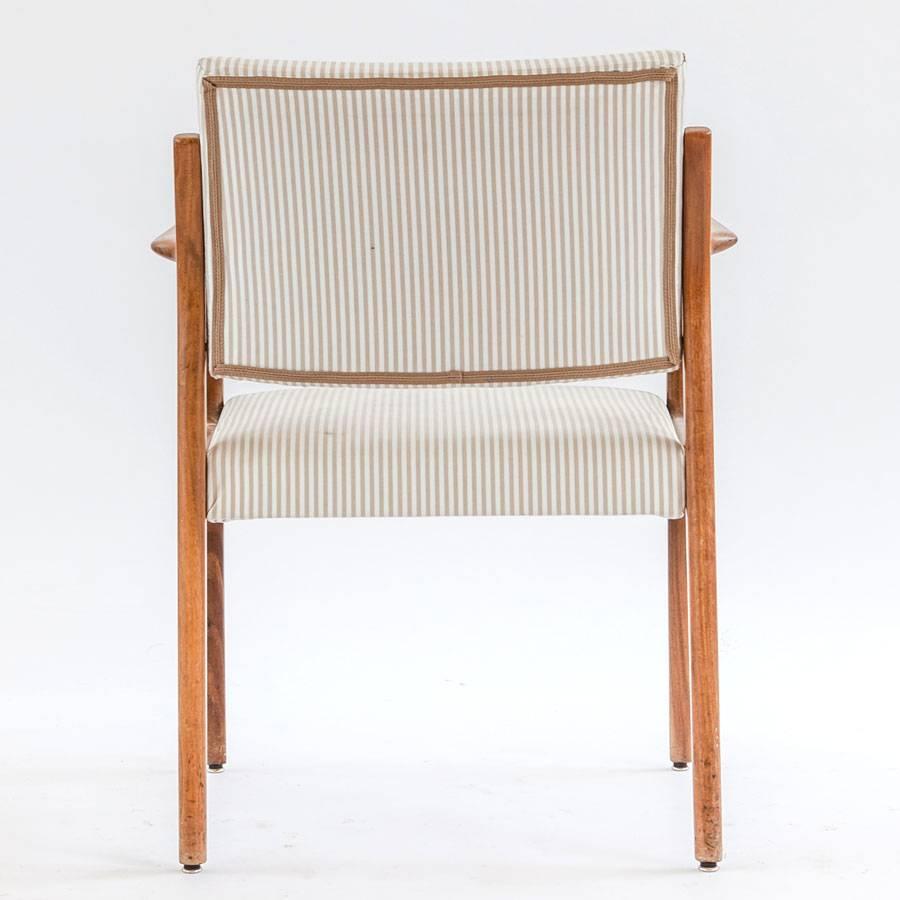 Woodwork Set of five Danish 1950s dining armchairs in  teak and fabric For Sale