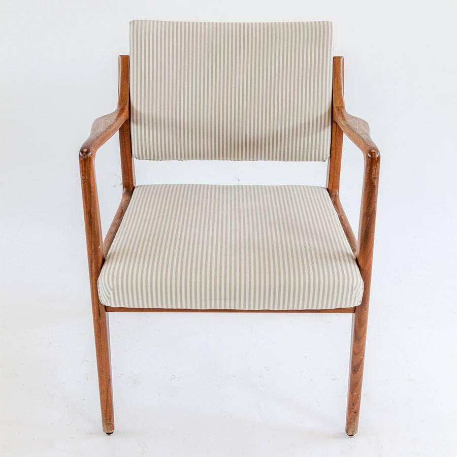 Set of five Danish 1950s dining armchairs in  teak and fabric In Good Condition For Sale In Milan, IT