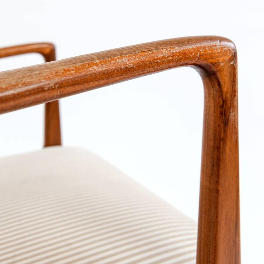 Teak Set of five Danish 1950s dining armchairs in  teak and fabric For Sale