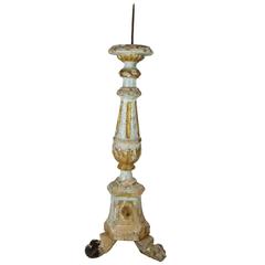 18th Century Italian Baroque Style Wood Altar Candlestick