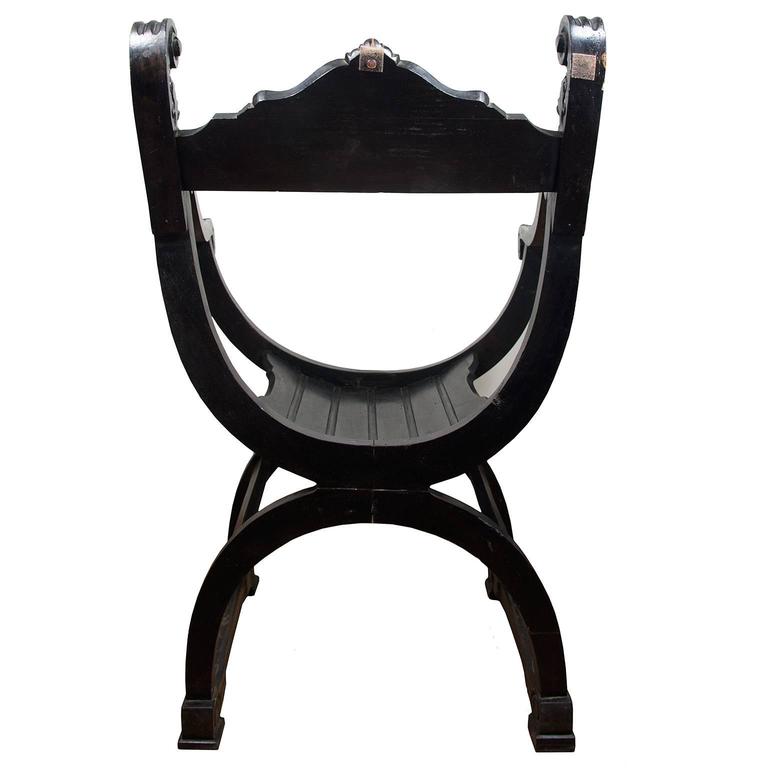 19th Century Italian Carved Wood Renaissance Style Dantesca Chair at ...