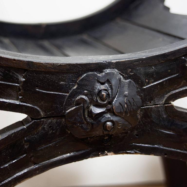 19th Century Italian Carved Wood Renaissance Style Dantesca Chair at ...