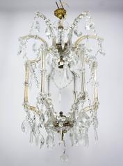 Italian Maria-Theresa Style Crystal Glass and Brass Cage Chandelier