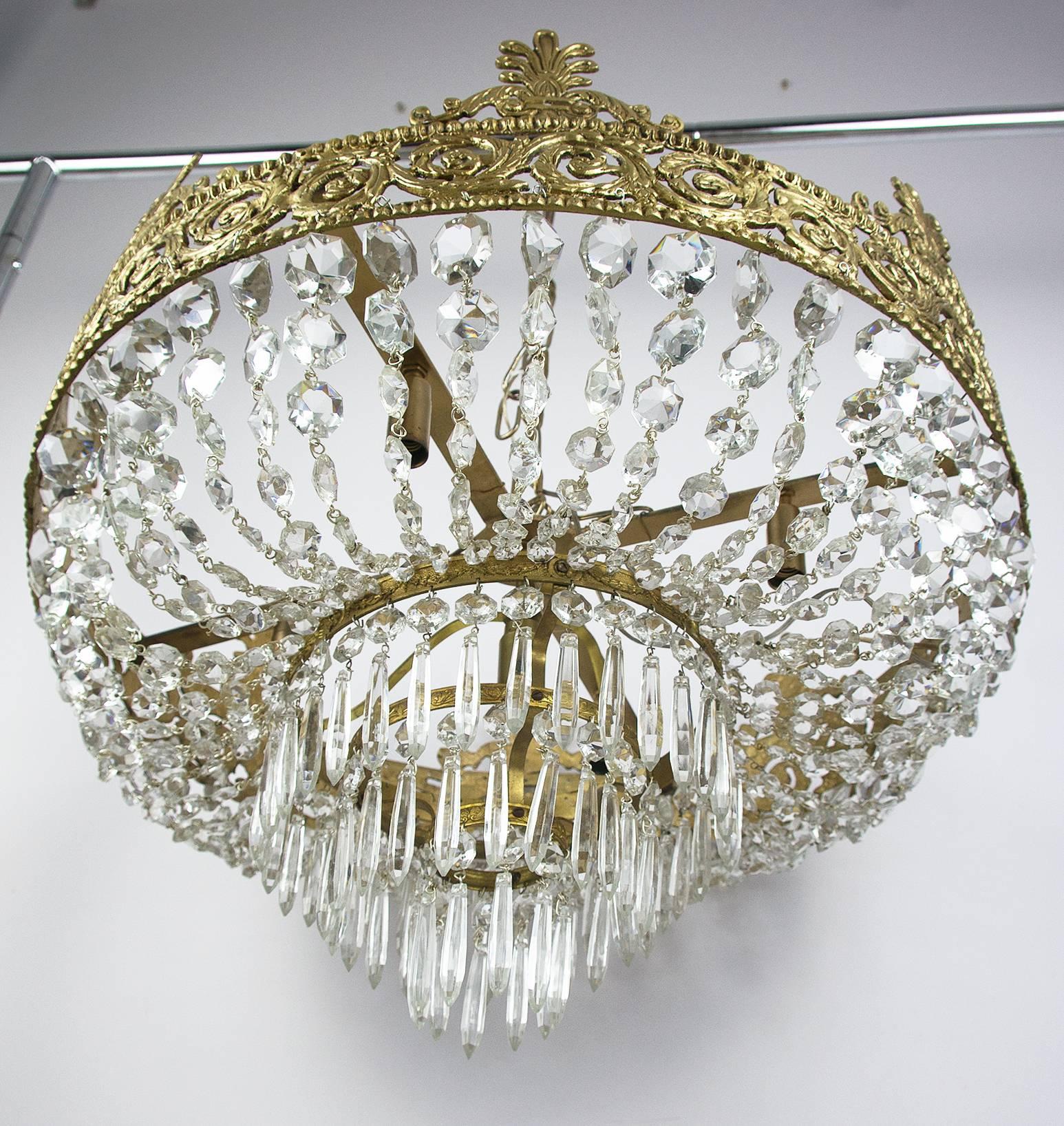 Italian Empire Style Crystal Chandelier Five-Light In Excellent Condition In Firenze, IT