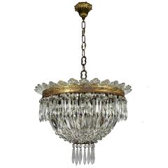 Italian Empire Style Crystal Chandelier with Murano Leaves