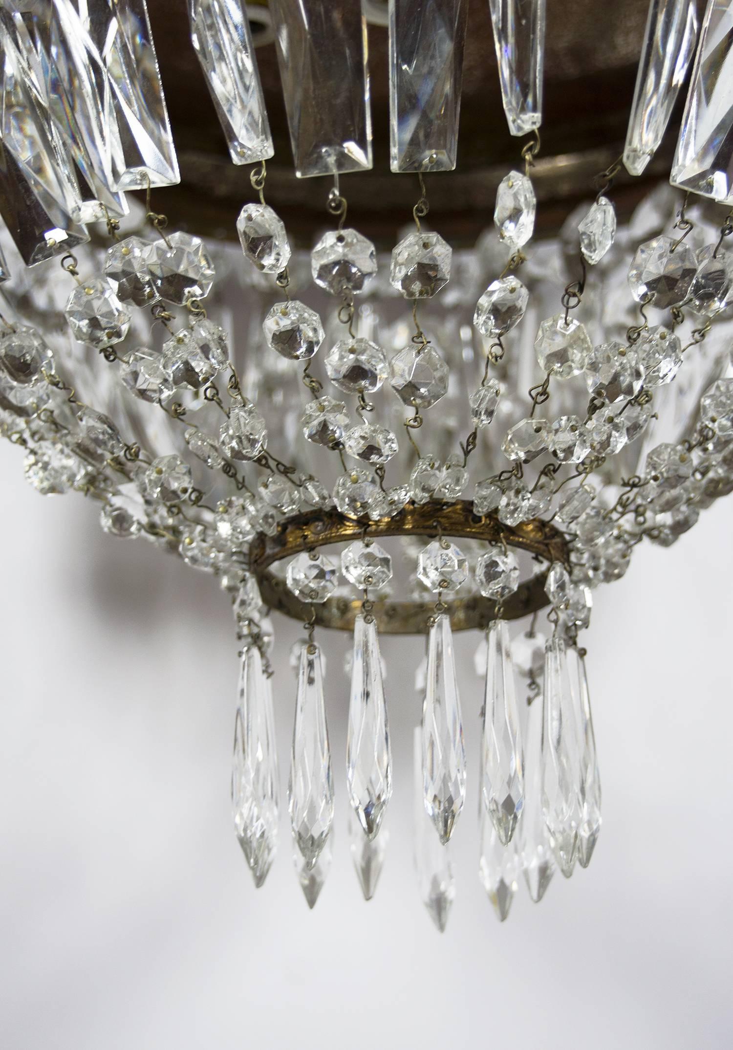 Italian Empire Style Crystal Chandelier with Murano Leaves For Sale 2
