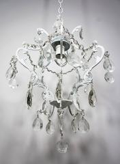 Small Italian White Baroque Style Crystal Chandelier