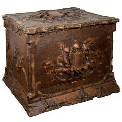 19th Century Black Forest Carved Wood Tantalus, Liquor Box, Cave a Liqueur