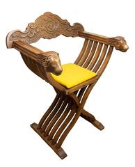 20th Century Florentine Renaissance Carved Wood Savonarola Chair